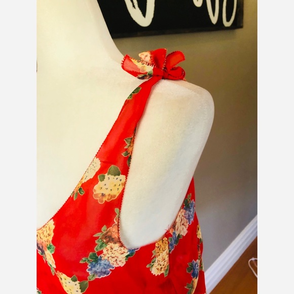 Bellatrix semi sheer red floral tank - Picture 2 of 6